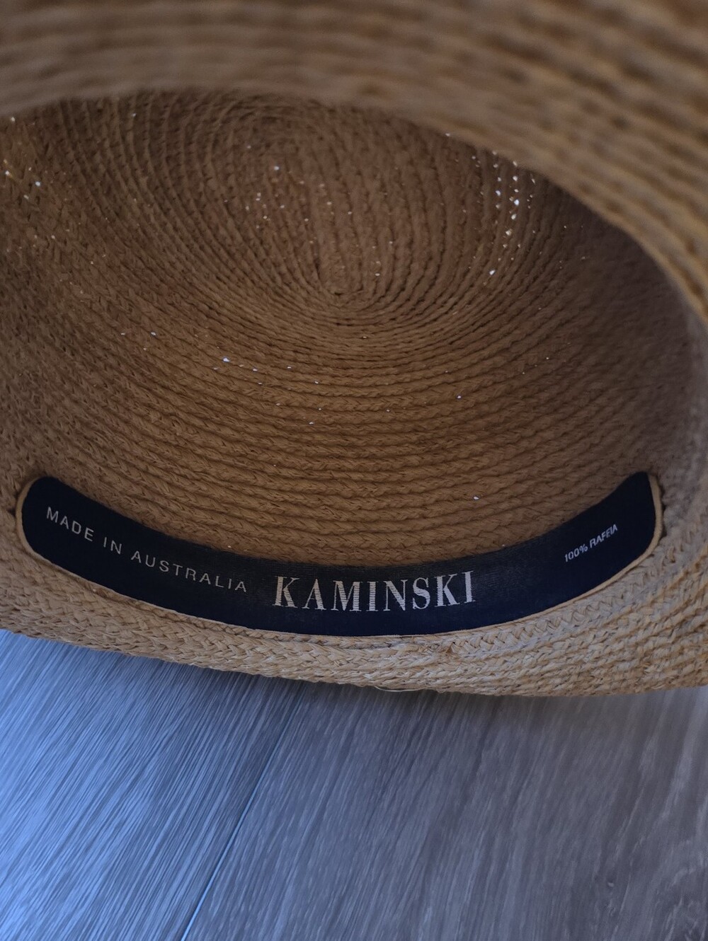 Kaminski 100% Raffia Wide Brim Sun Hat Made in Australia Natural Straw Vacation - Picture 8 of 12